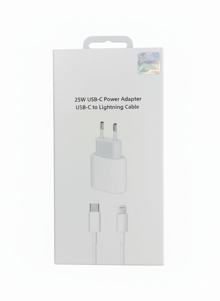 25W USB-C Fast Charging Adapter and Lightning Cable Compatible With Iphones