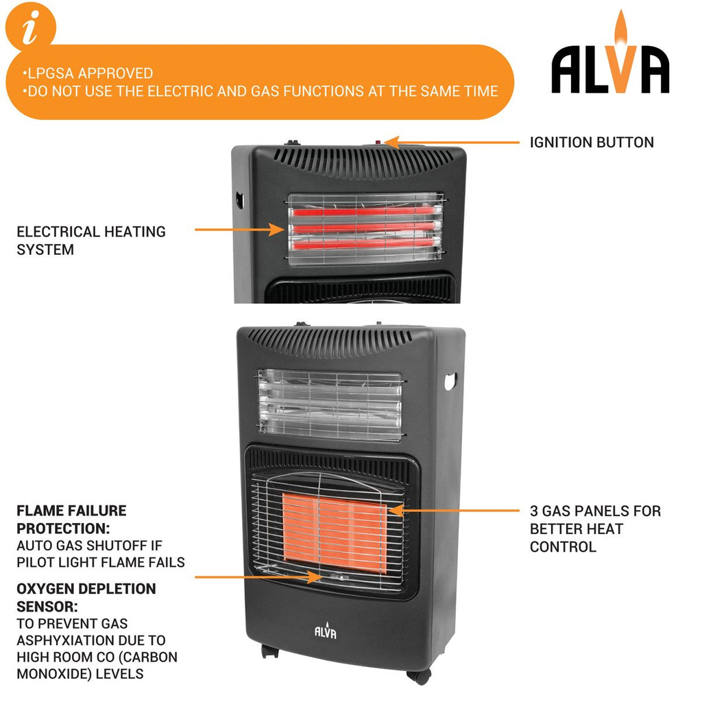 ALVA - Infrared Radiant Gas & Electric Dual Indoor Heater