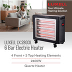 LUXELL - 6 Bar Heater with Safety Switch - Medium Size - 2400W - LX-2803L