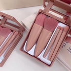 Mini Travel Makeup Brush Set with Box and Mirror - 5 Brushes