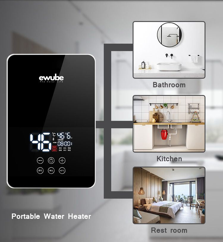 Ewube 6KW 220V Electric Instant Water Heater Tankless Geyser SL-X2-60