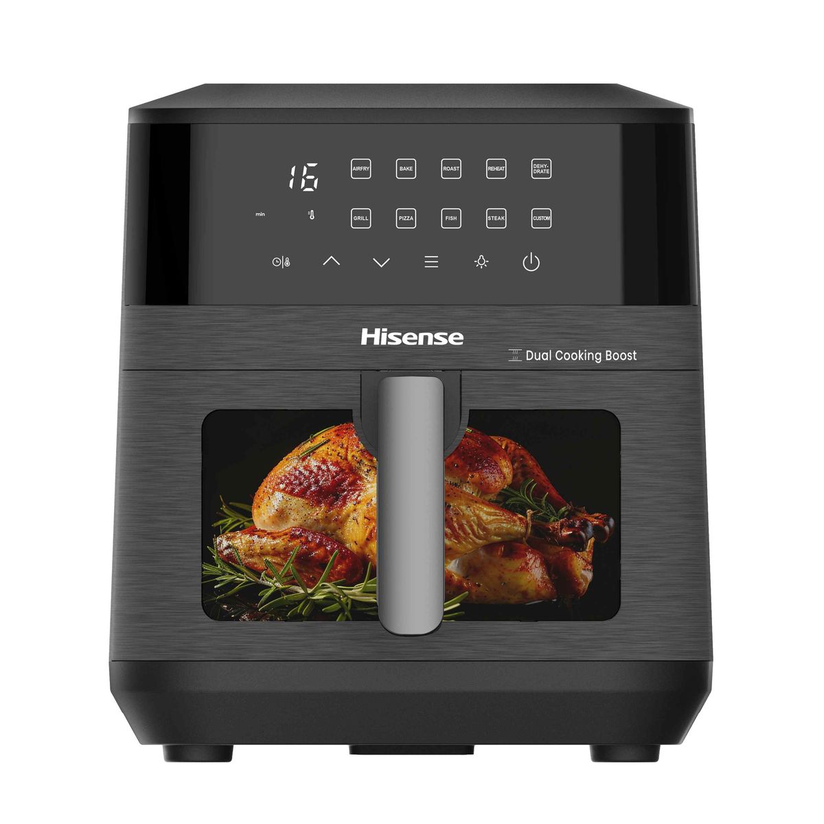 Hisense 10L 2100W Dual Heating Air Fryer with Digital Touchscreen, visual window- Black