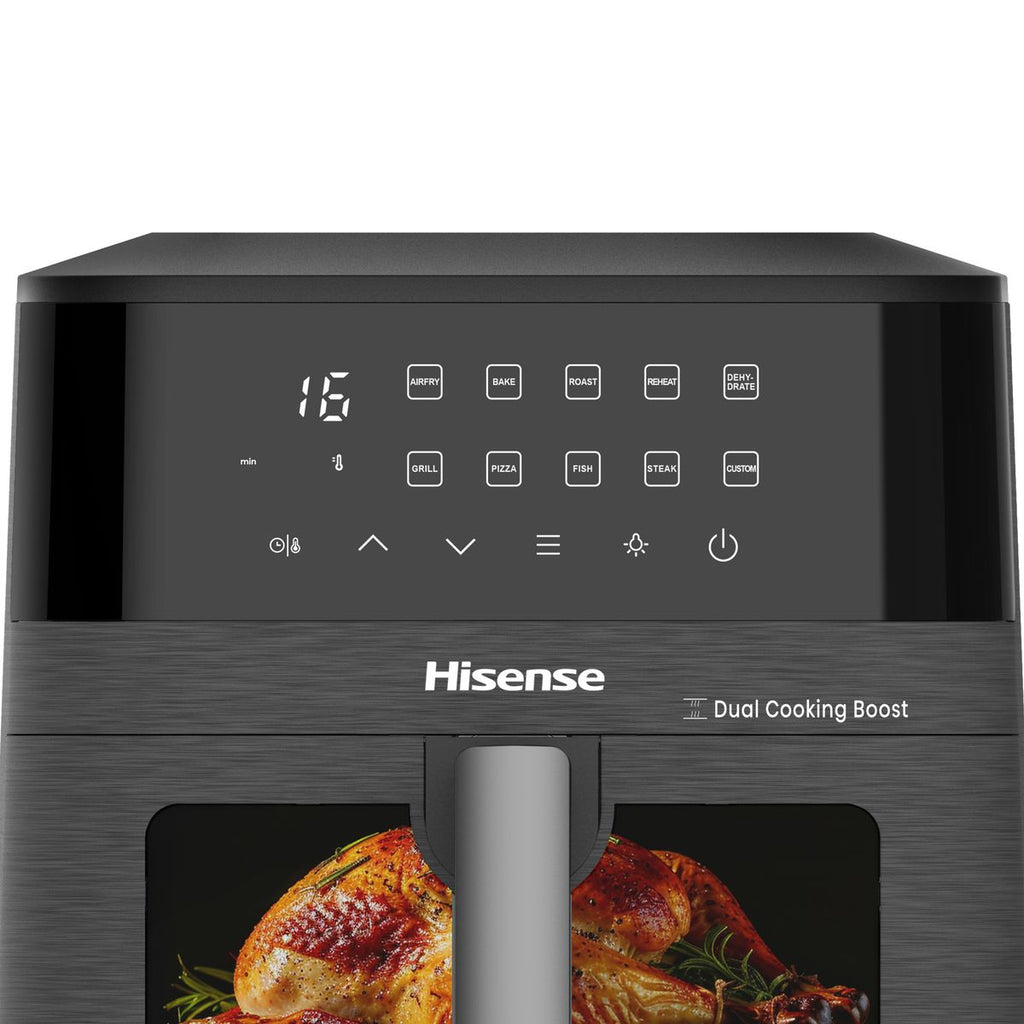 Hisense 10L 2100W Dual Heating Air Fryer with Digital Touchscreen, visual window- Black