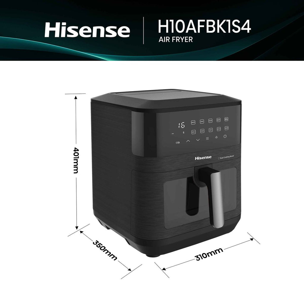 Hisense 10L 2100W Dual Heating Air Fryer with Digital Touchscreen, visual window- Black