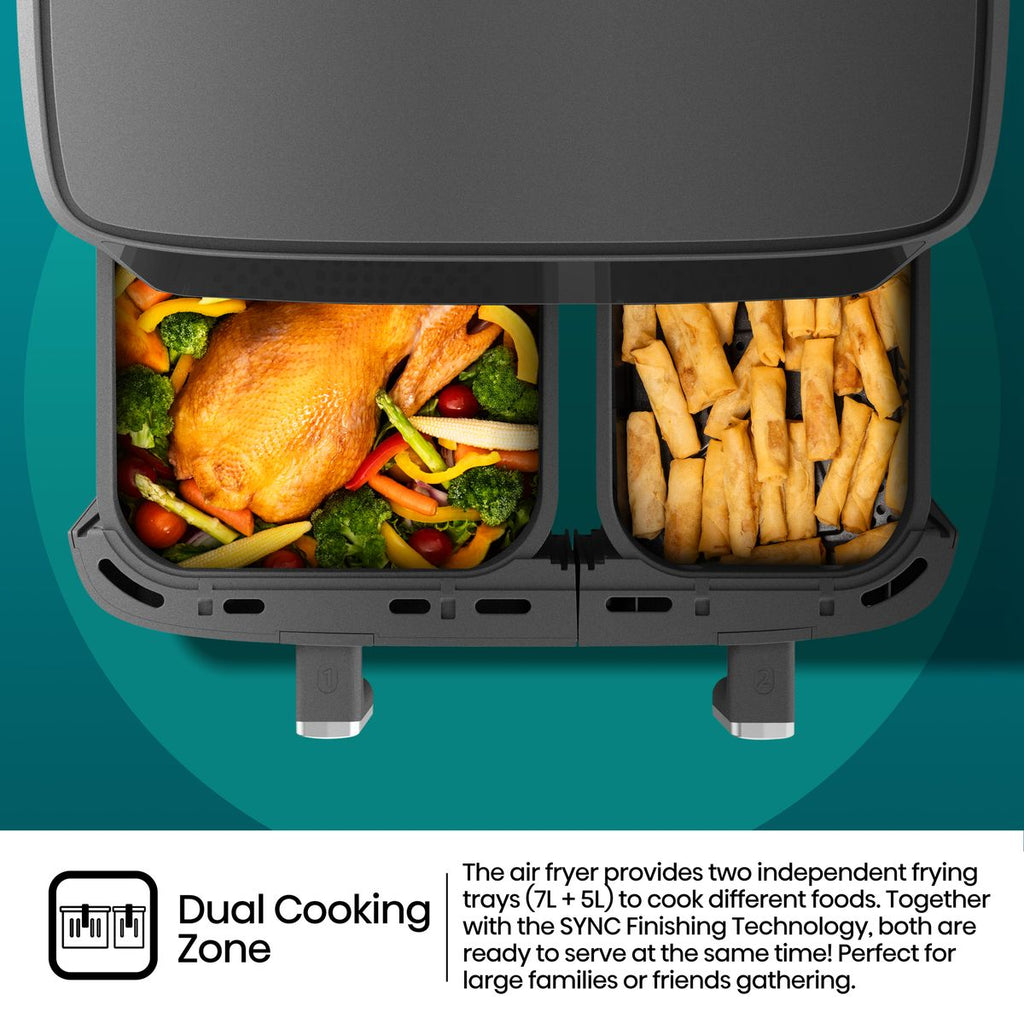 Hisense 12L 1700W Dual Control Air Fryer with Visible Window- Black