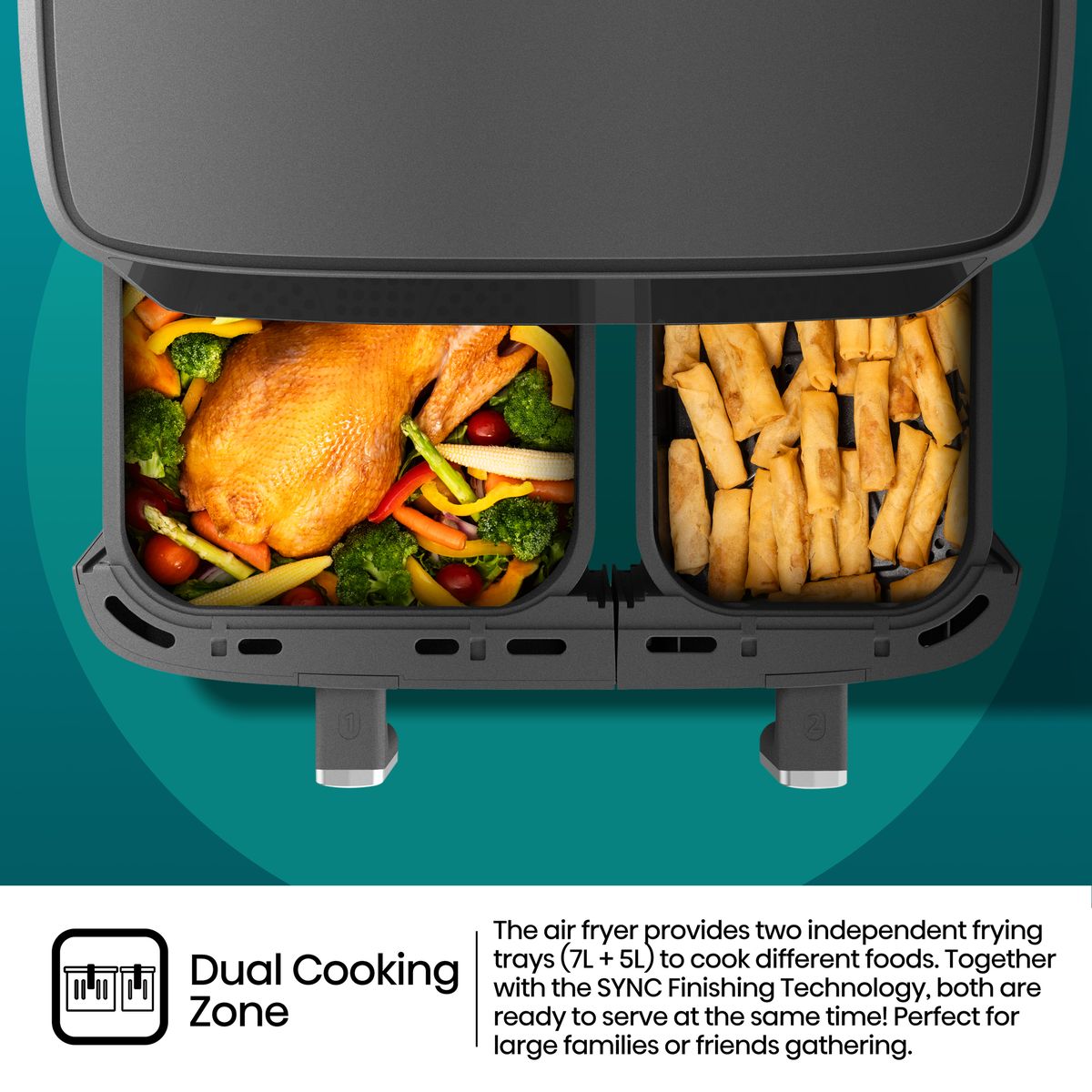 Hisense 12L 1700W Dual Control Air Fryer with Visible Window- Black