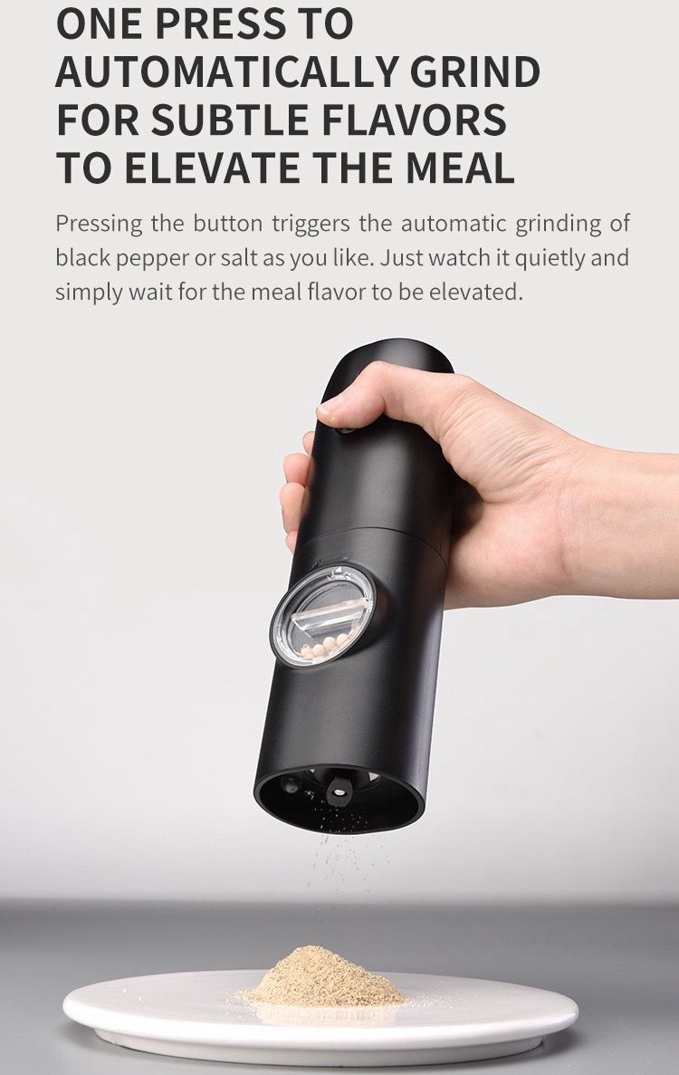 Rechargeable Electric Grinder for Pink Salt, Pepper, and Flaxseeds Wireless