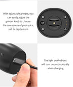 Rechargeable Electric Grinder for Pink Salt, Pepper, and Flaxseeds Wireless