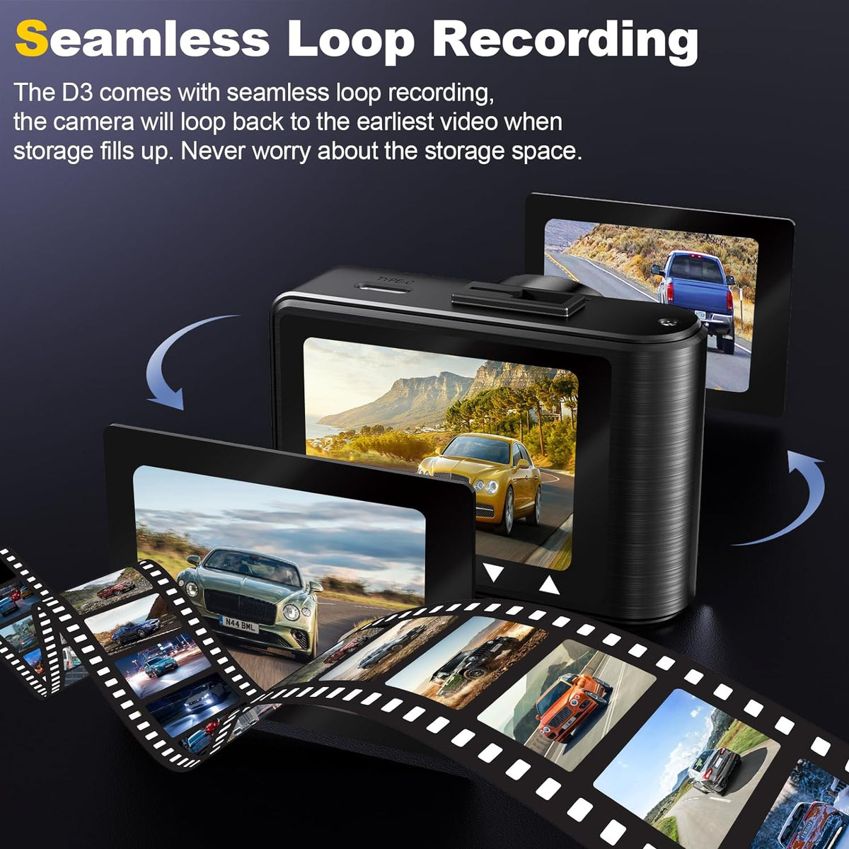 BezosMax 4K Dash Cam + 64GB
SDcard, UHD 1080P WIFI mobile interconnection