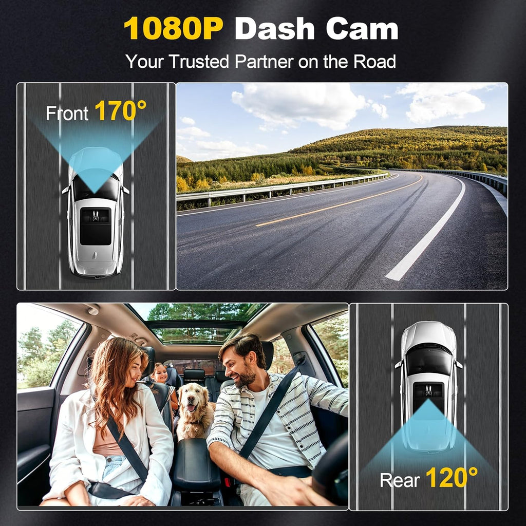 BezosMax 4K Dash Cam + 64GB
SDcard, UHD 1080P WIFI mobile interconnection