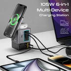 Promate PowerSync-105 105W Charging Station with Dual Retractable Cables