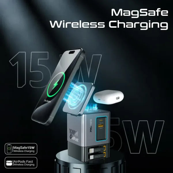 Promate PowerSync-105 105W Charging Station with Dual Retractable Cables