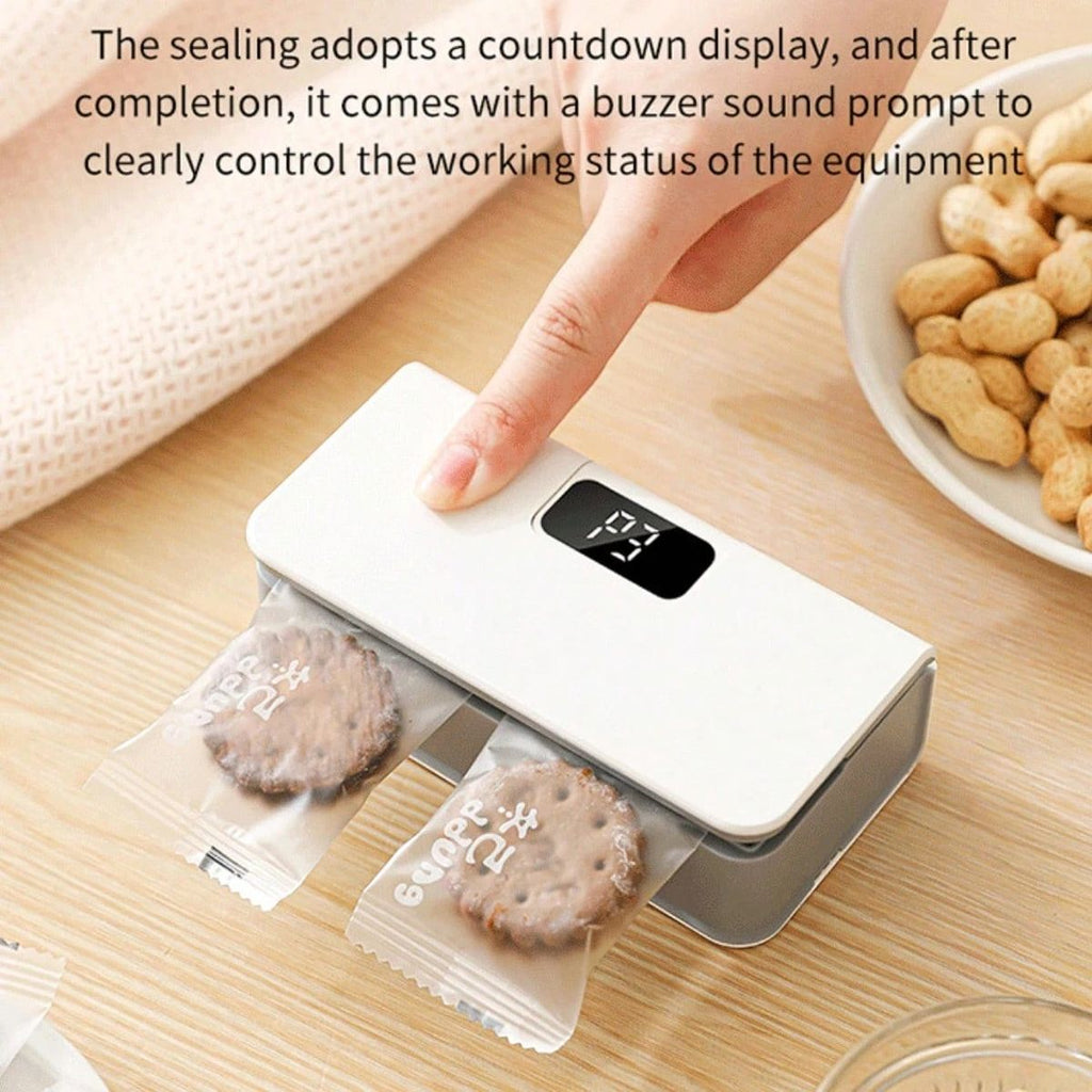Rechargeable Portable Sealer With Multi-Purpose Usage & LED Display-White