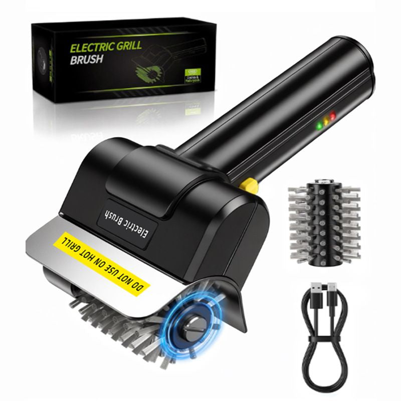 Electric Grill Brush, Dual Safety Lock 304 SS Waterproof Head, Splash-Proof