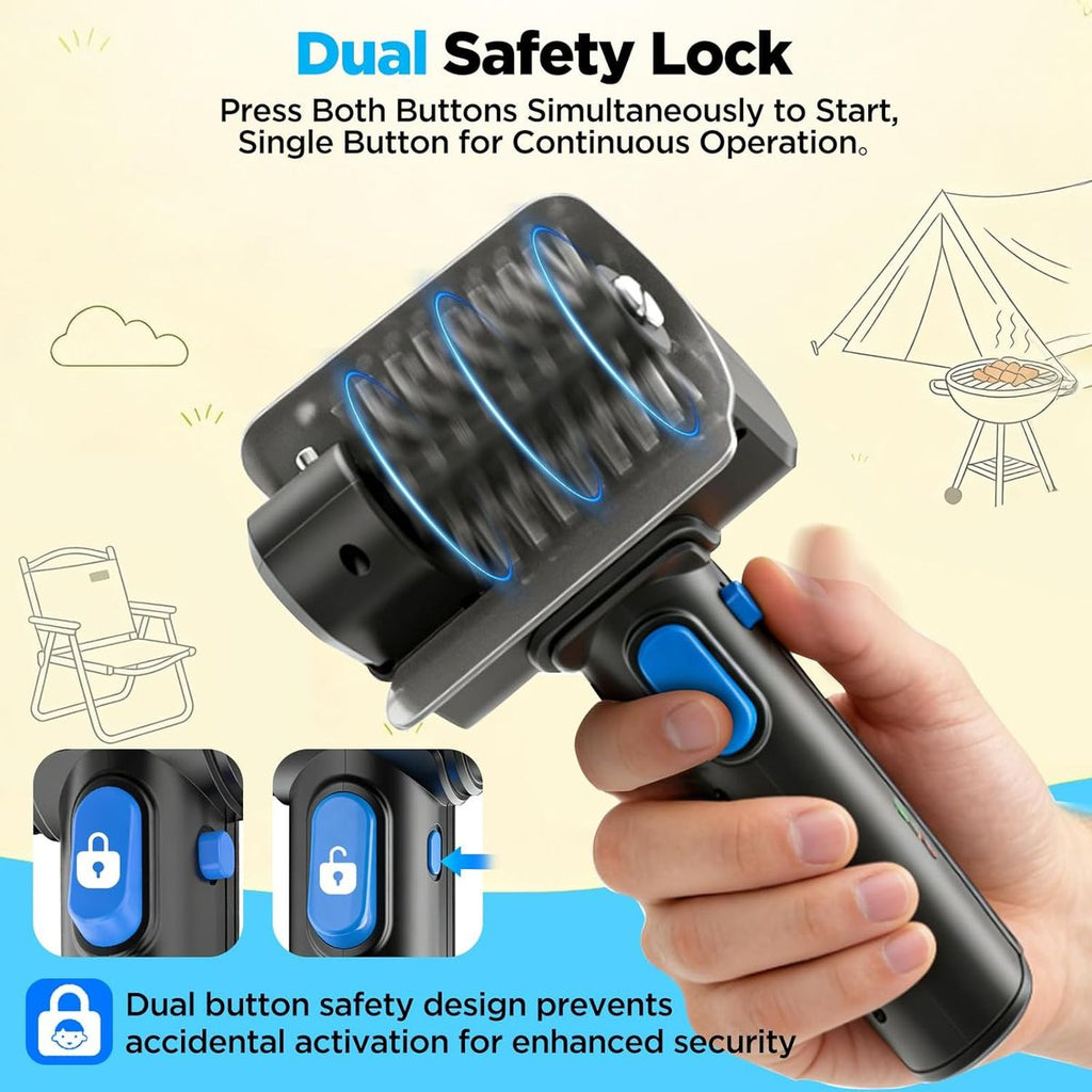 Electric Grill Brush, Dual Safety Lock 304 SS Waterproof Head, Splash-Proof