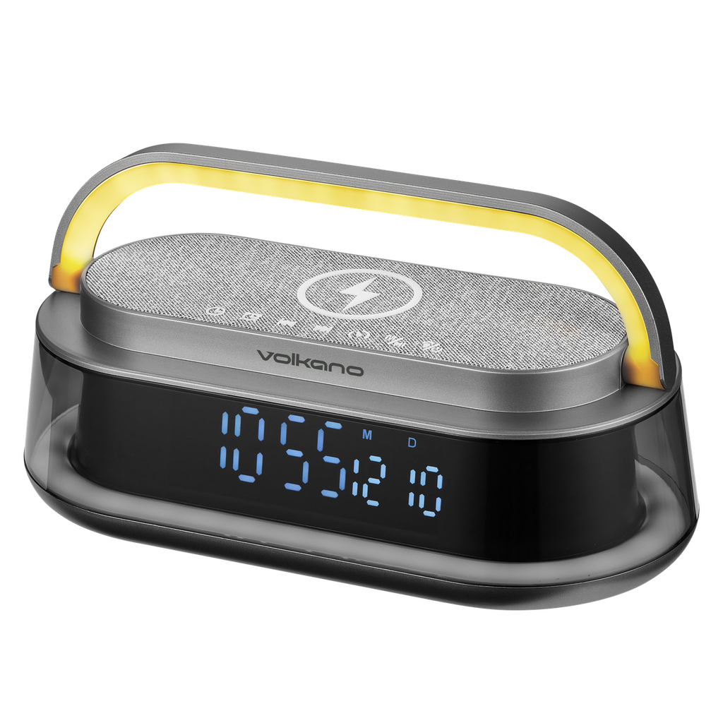 Volkano Awaken Series Wireless Charging Alarm Clock Speaker