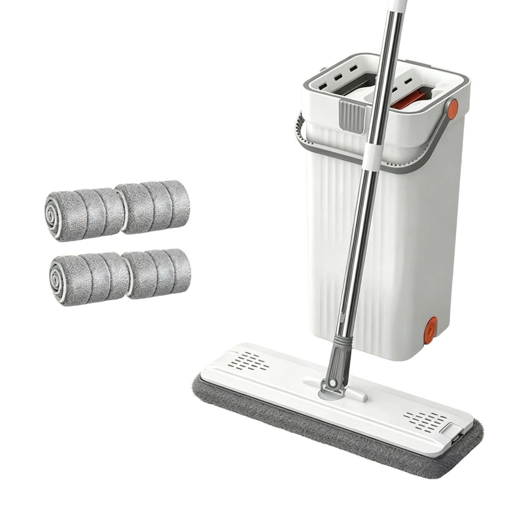 Self-Cleaning Mop & Bucket Set with 4 Microfiber Cloth, Rotatable Flat Mop