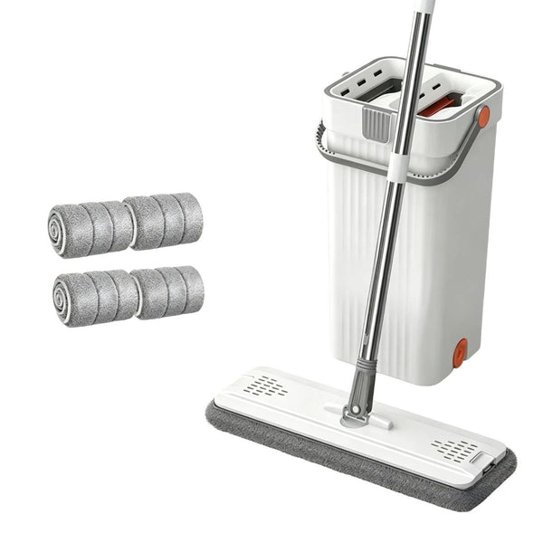 Self-Cleaning Mop & Bucket Set with 4 Microfiber Cloth, Rotatable Flat Mop