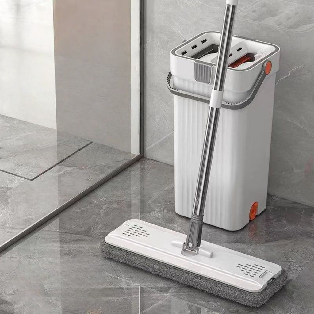 Self-Cleaning Mop & Bucket Set with 4 Microfiber Cloth, Rotatable Flat Mop