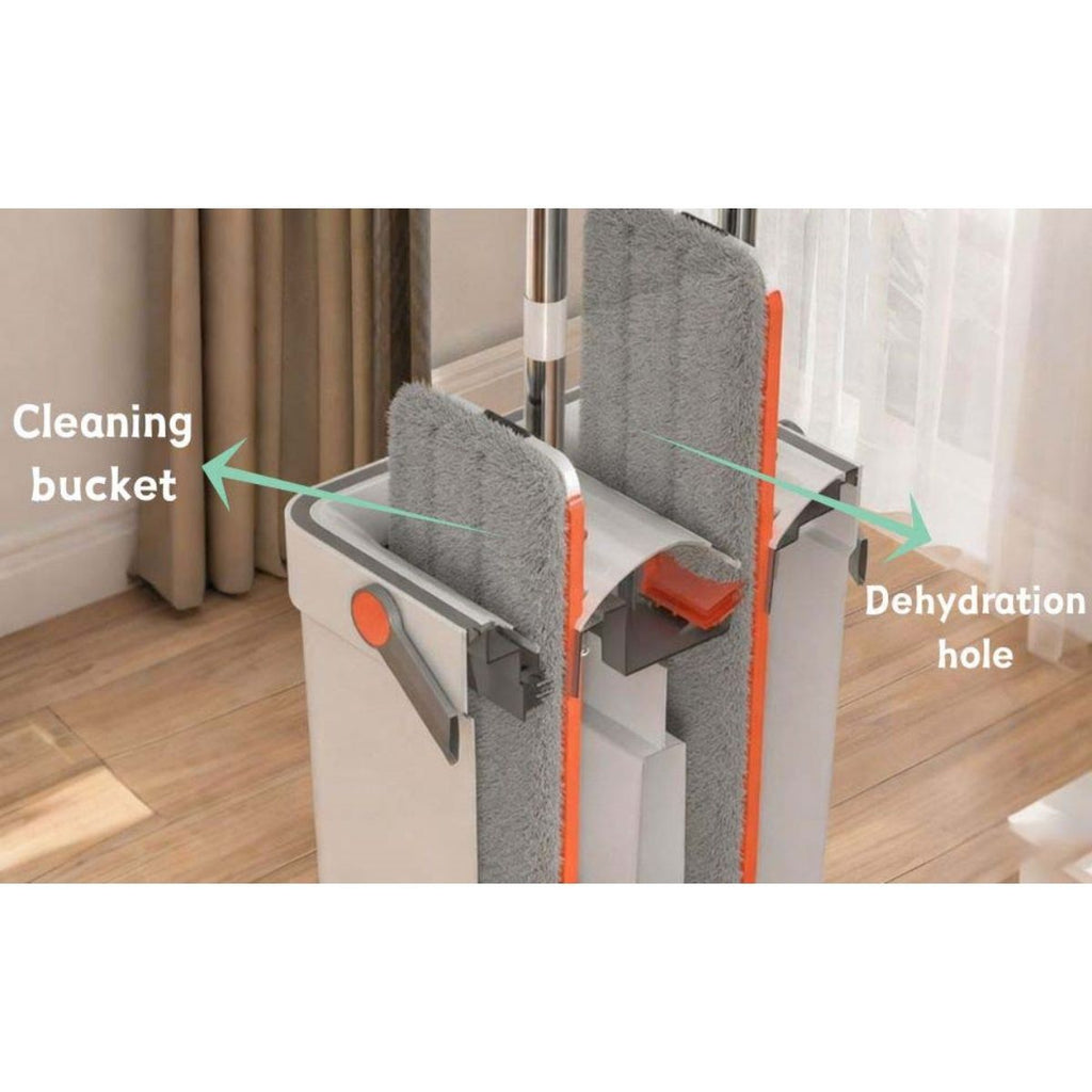Self-Cleaning Mop & Bucket Set with 4 Microfiber Cloth, Rotatable Flat Mop