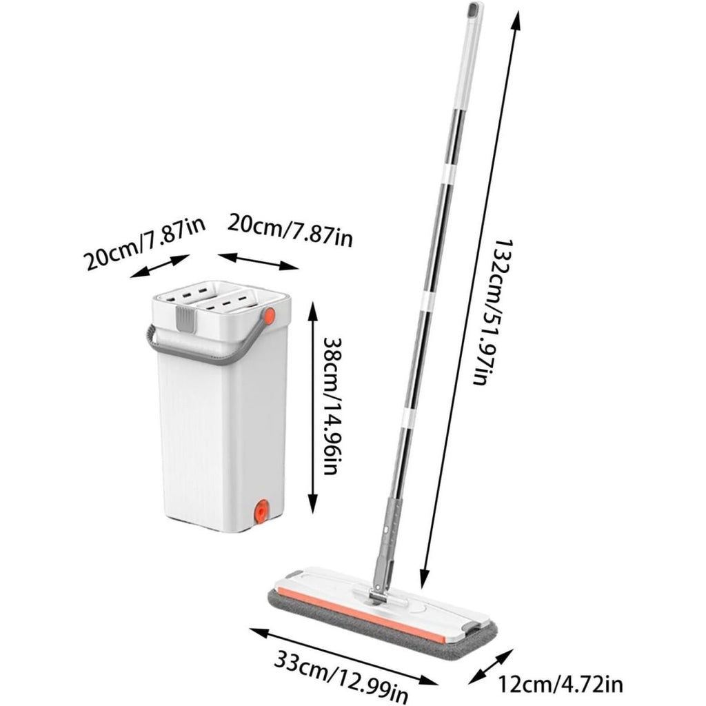 Self-Cleaning Mop & Bucket Set with 4 Microfiber Cloth, Rotatable Flat Mop