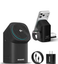 3 in 1 Wireless Charging Station for Apple & Samsung, 15W Fast Magnetic Wireless Charger Stand for Magsafe iPhone & Samsung AirPods, iWatch (with 30W Adapter)