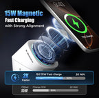 3 in 1 Wireless Charging Station for Apple & Samsung, 15W Fast Magnetic Wireless Charger Stand for Magsafe iPhone & Samsung AirPods, iWatch (with 30W Adapter)
