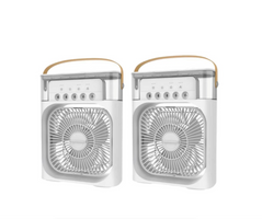 Led Portable Air Cooler Fan with Mist Spray - White - Pack of 2