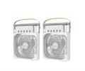 Led Portable Air Cooler Fan with Mist Spray - White - Pack of 2