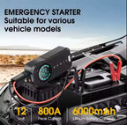 Portable 2-in-1 Car Tyre Inflator & Jump Starter - Digital Air Compressor